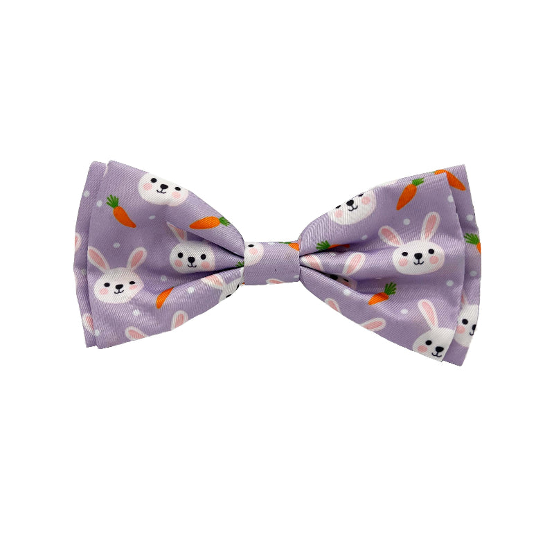 Funny Bunny & Carrots Purple Dog Bow Tie - 2 sizes