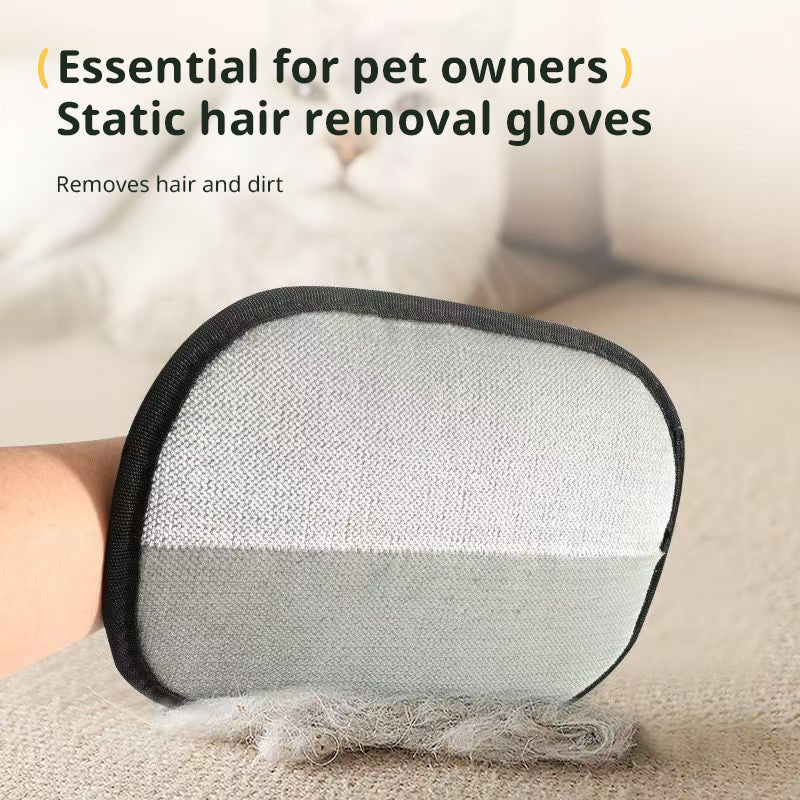 Static Pet Hair Removal Gloves - 3-in-1 Grooming, Deshedding & Multi-Surface Hair Remover for Dogs & Cats