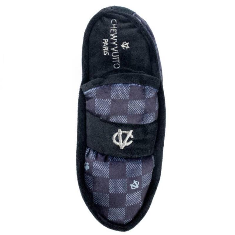 Black Checker Chewy V Loafer Plush Squeak Dog Toy