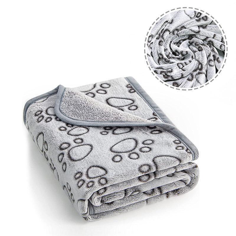 Pet Blanket Warm Cut Flower Footprint Cover Blanket Cat Dog Mat Fleece Embossed Pet Blanket - Purrfect Pet Kingdom