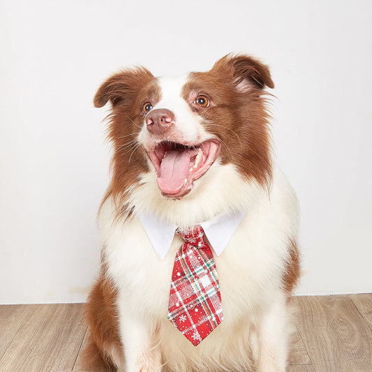 Sophisticated British Plaid Christmas Dog Collar With Tie
