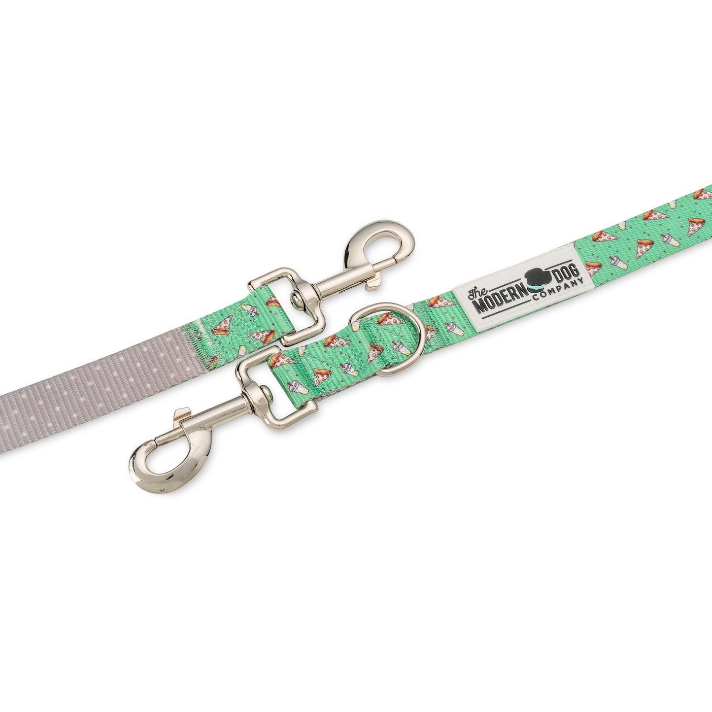 Dog Leash Pizza Party Print Dual Swivel 54in 3 Lengths