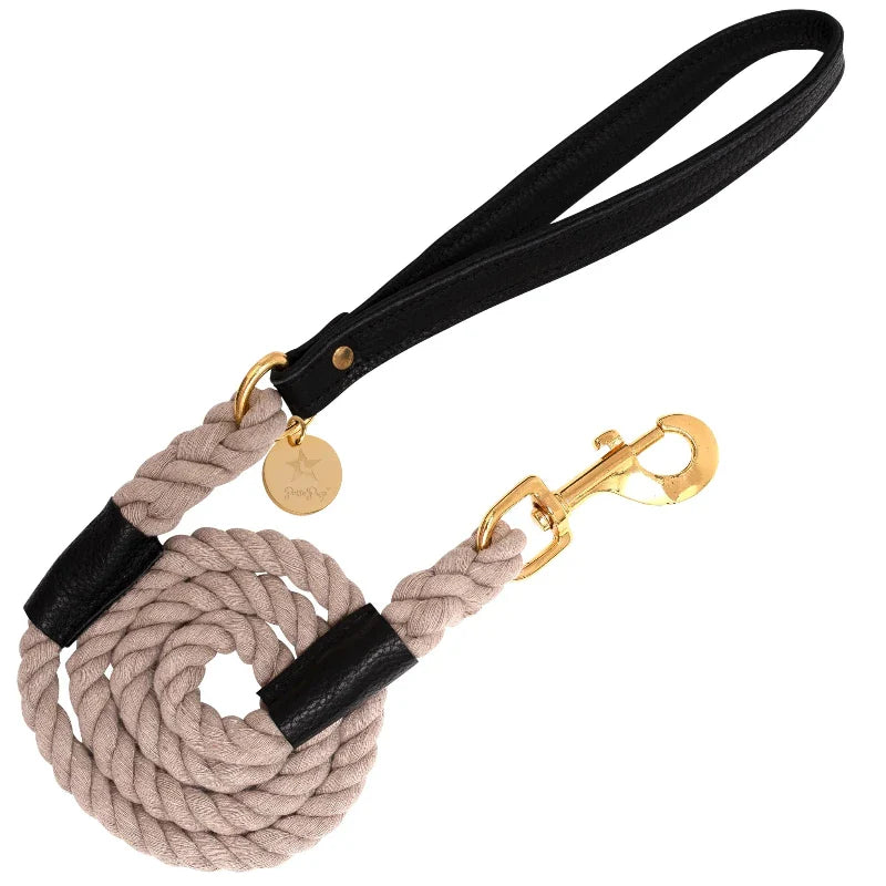 Luxury Leather Dog Leash Dark Knight