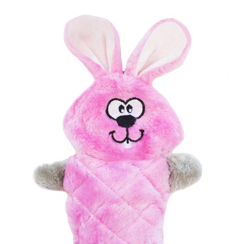 Jigglerz Pink Bunny Plush Dog Toy