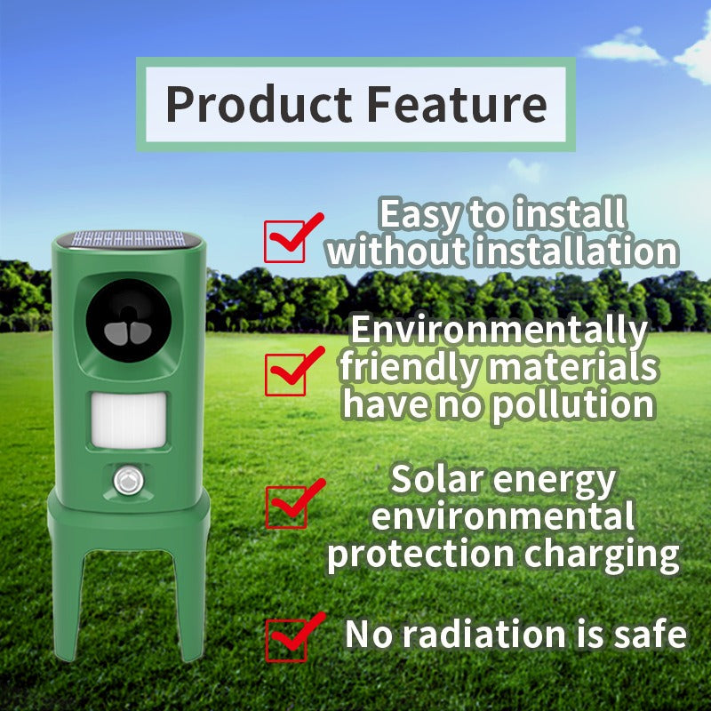 Solar mouse repeller, outdoor multi-floor cat repeller, LED explosion ultrasonic dog repeller