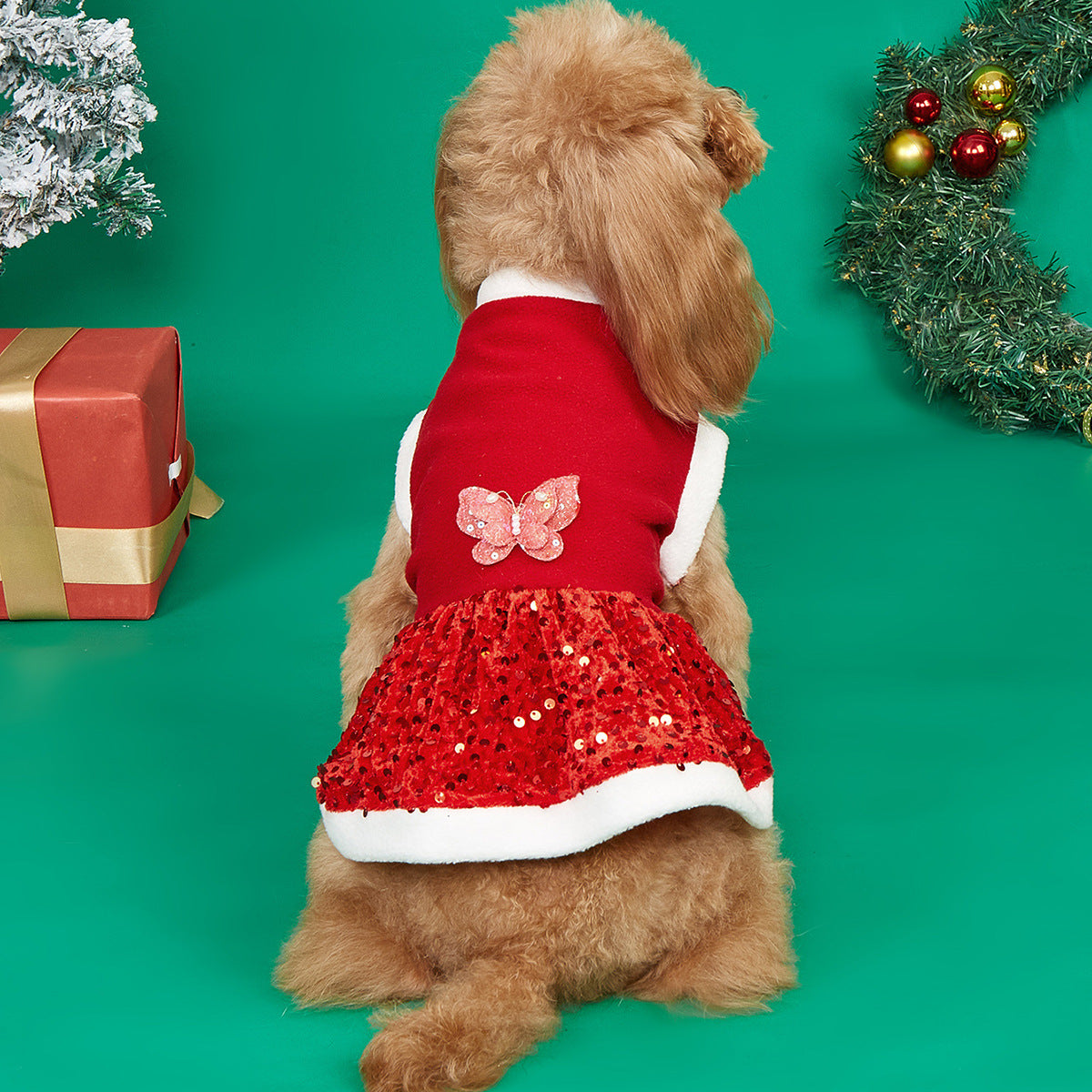 Christmas Dog Dress Plush Winter