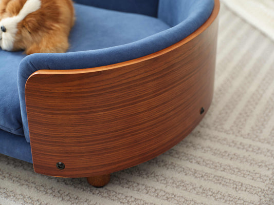 Scandinavian Style Elevated Dog Bed Mid Size Dark Blue