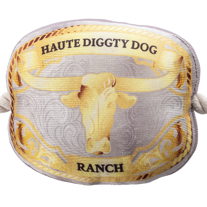 Western Belt Buckle Plush Squeaky Rope Dog Toy