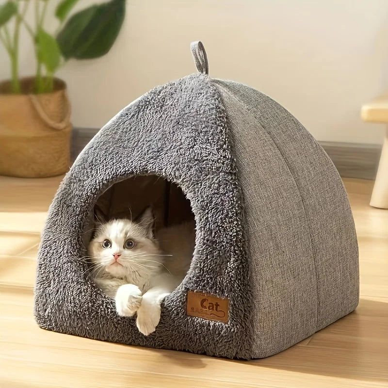Cozy Semi-Enclosed Cat Bed - Premium Sleep Sanctuary Cave 🏰