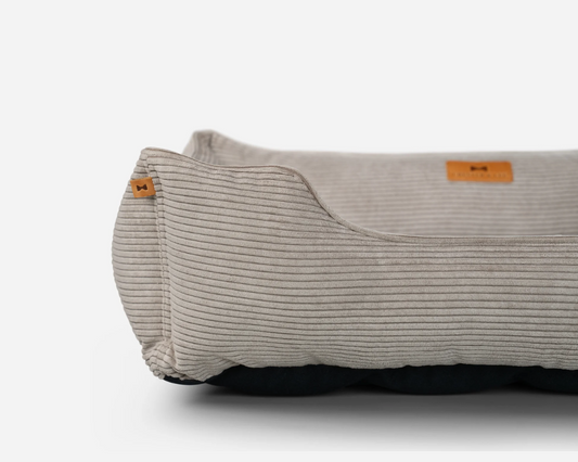Luxury Dog Bed Fancy Corduroy Sleeper Taupe for Comfort, Sup - luxury dog bed view 2 for comfort and support
