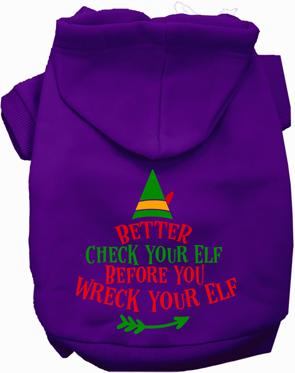 Dog Hoodie Check Your Elf for Festive Holiday Pet Comfort