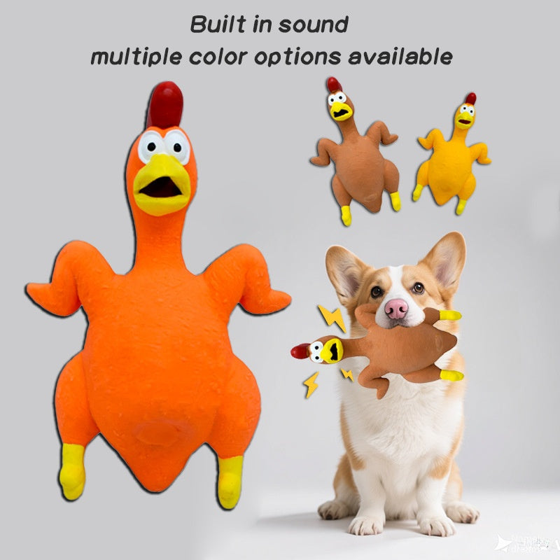 Pet Dog Toy Squeaky Chicken Latex Chew-Resistant for Large and Medium Dogs Boredom Relief Sound-Making Toy for Puppies