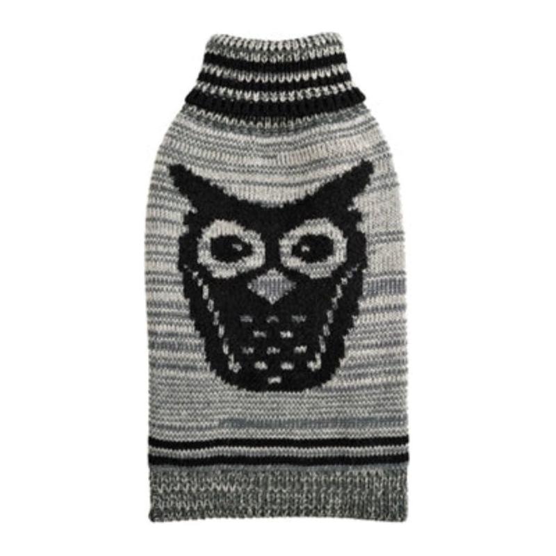 Growl Owl Grey Turtleneck Dog Sweater