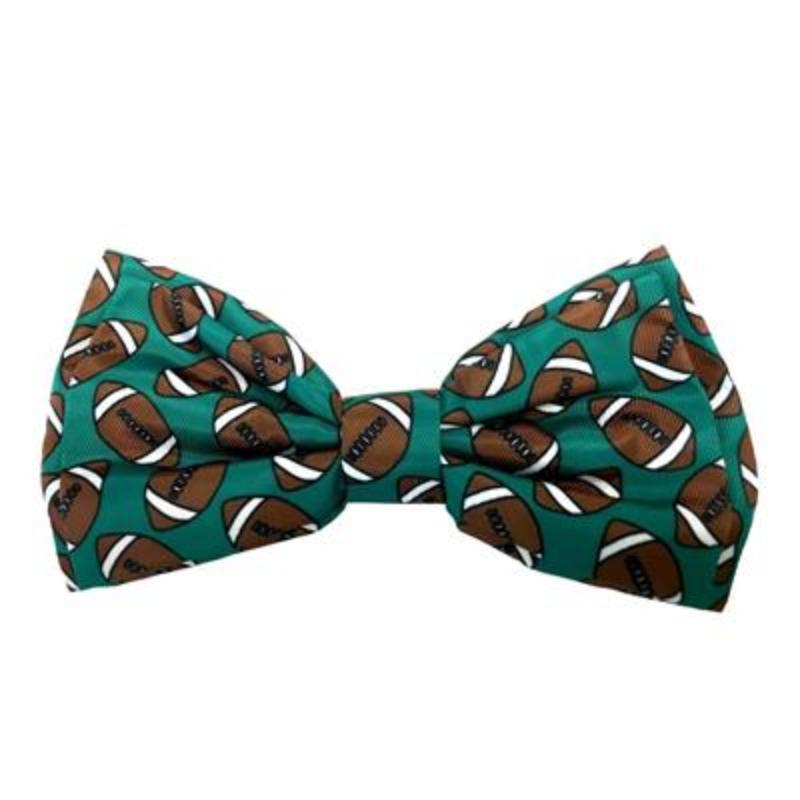 Football Green Dog Bow Tie