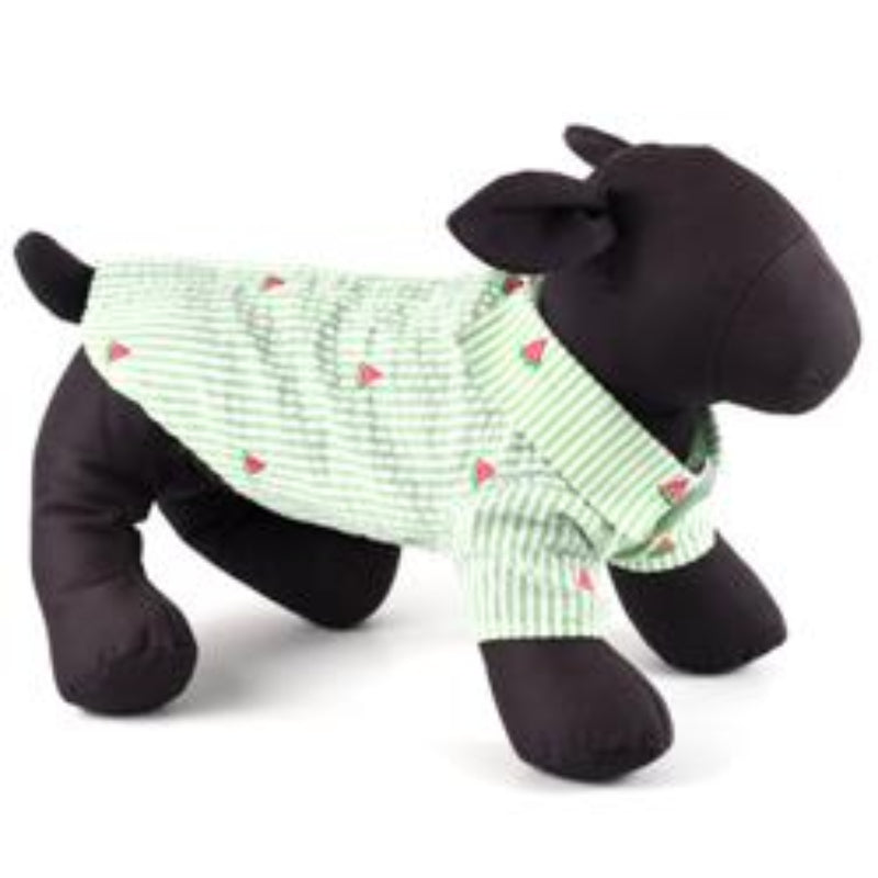 Green Stripe Watermelon Collared Dog Shirt