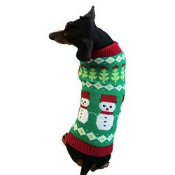 Fair Isle Snowmen Pet Sweater