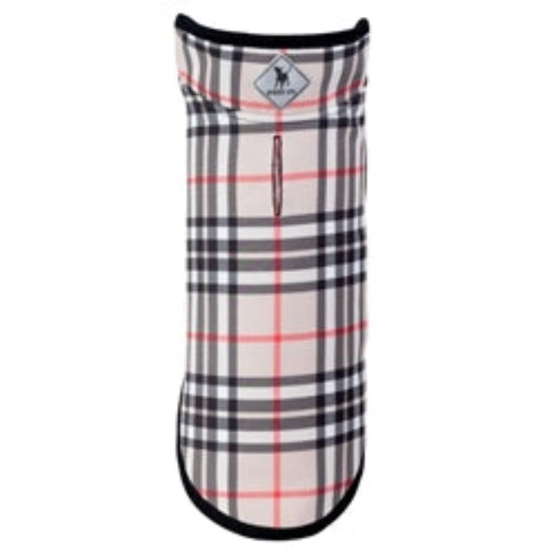 Tan Plaid Softshell Dog Jacket with Fleece Lining