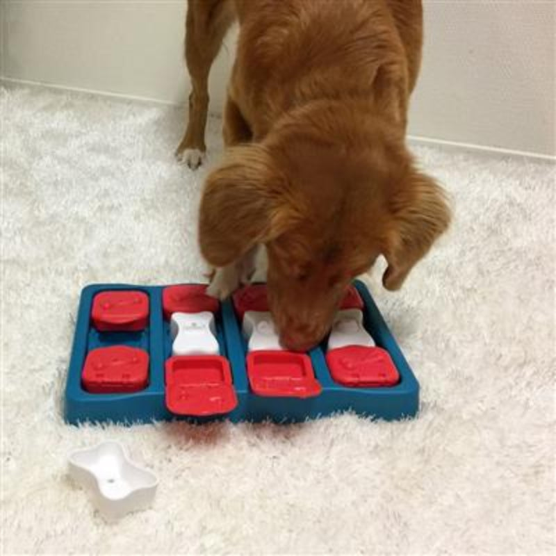 Dog Brick Flip, Side & Treat Blue Level 2 Interactive Dog Toy