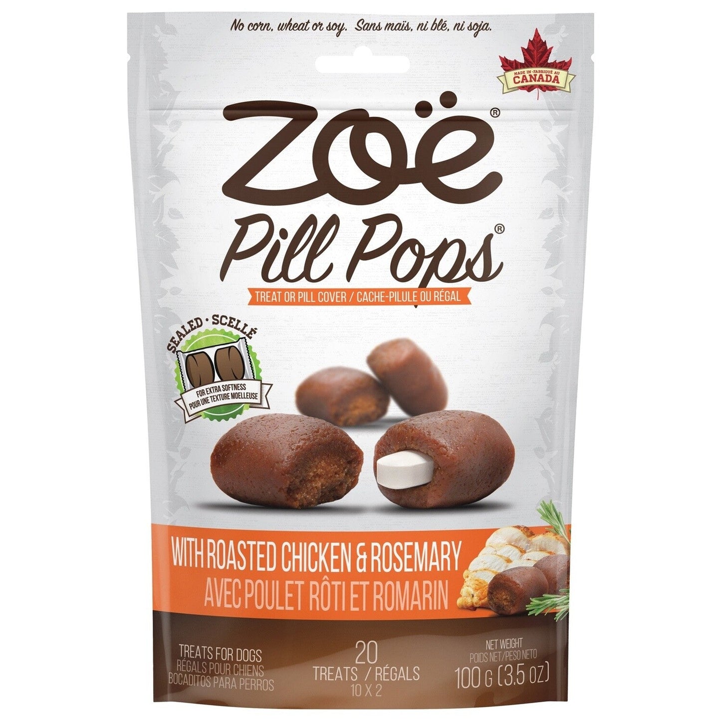 Zoe Pill Pops Dog Treats Roasted Chicken Rosemary ✅