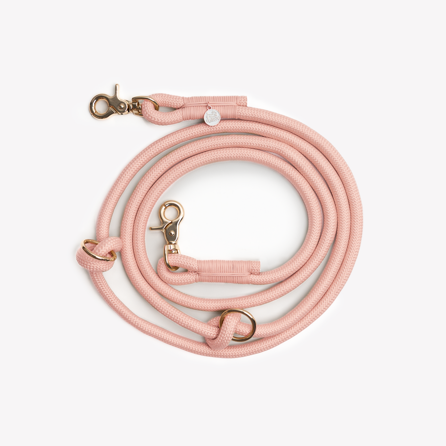 Dog Leash Hands Free Braided Powder Rose ๐ธ