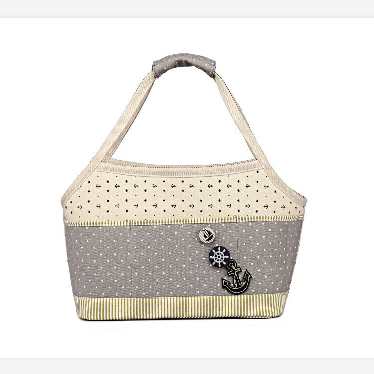 Canvas Pet Carrier Tote with Nautical Design – Breathable & Stylish - Purrfect Pet Kingdom