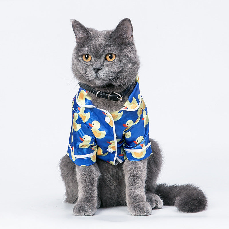 Silk Dog Pajamas Duck Print Soft Sleepwear 🦆