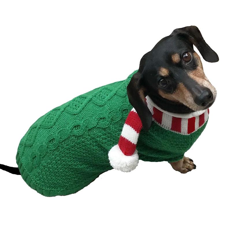 Candy Cane Scarf Dog Sweater