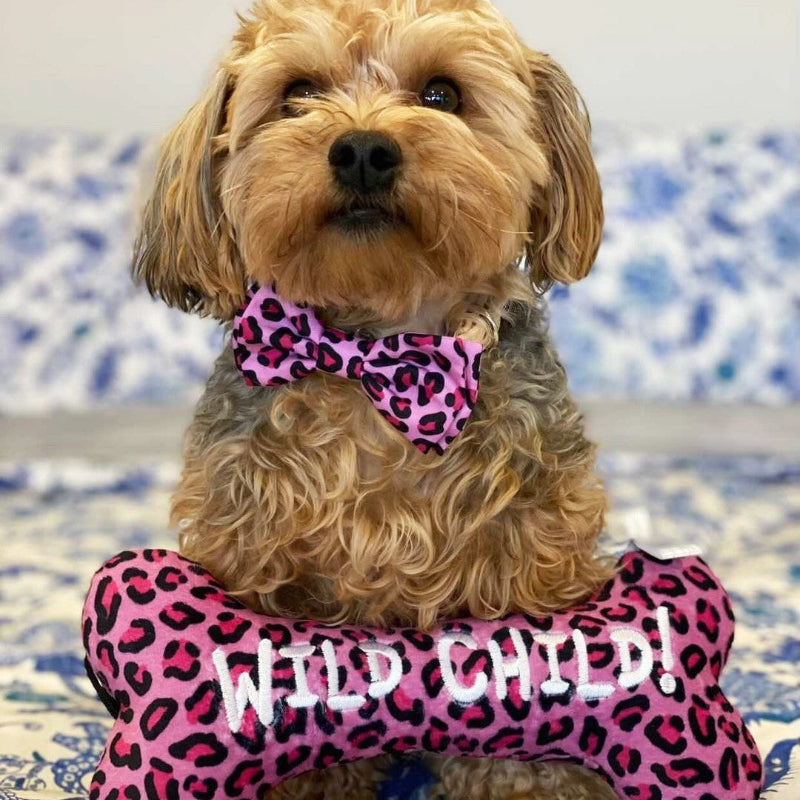 Wild Child Cheetah Pink Bone Plush Dog Toy