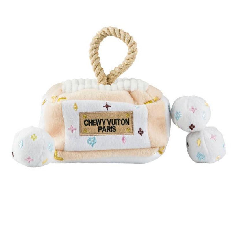 White Chewy V Trunk Interactive Activity House Dog Toy