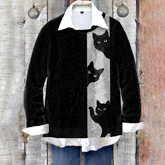 Womens Casual Sweater With A Peter Pan Collar And A Floral