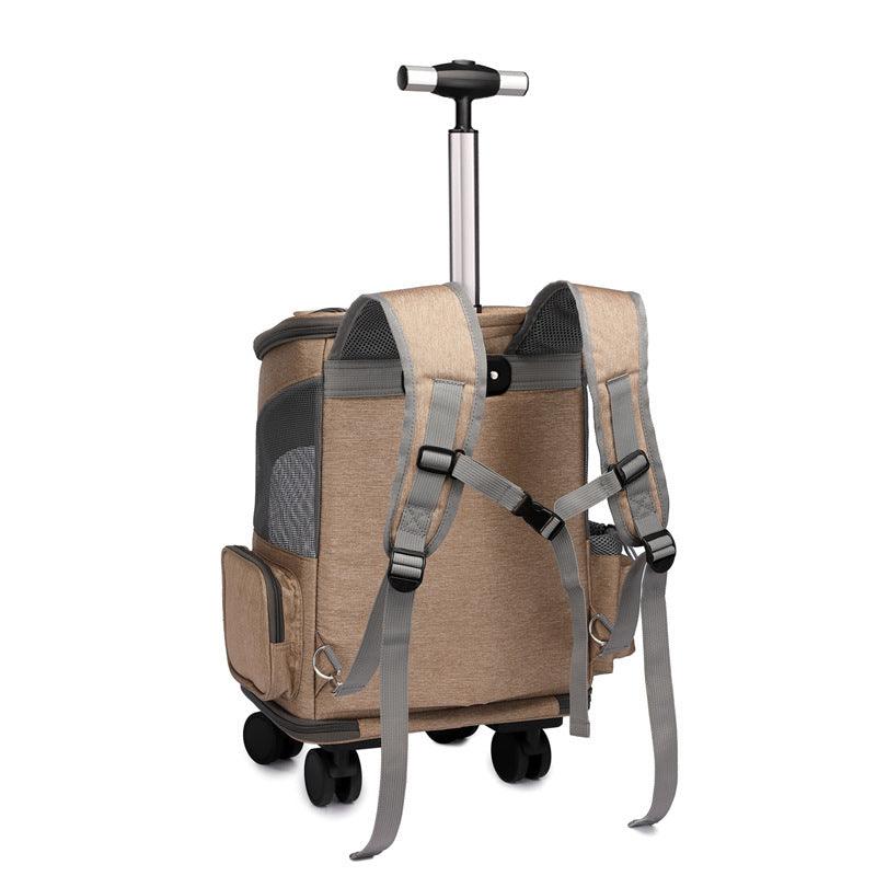 Pet Carrier-Portable Folding Trolley Backpack for Travel