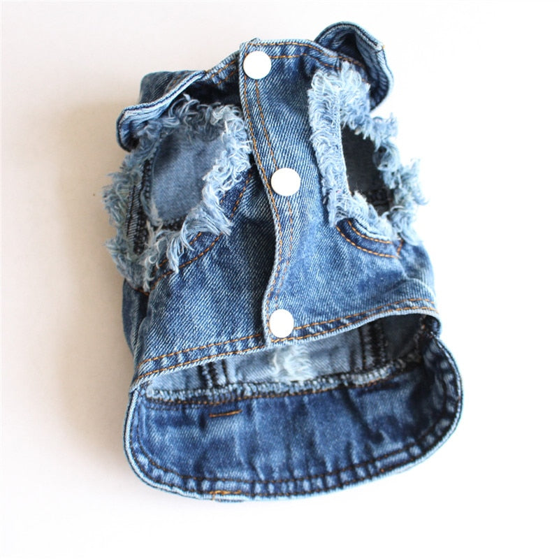 Pet Dog Cat Blue Denim Jeans Jacket Coat Vest - Purrfect Pet Kingdom