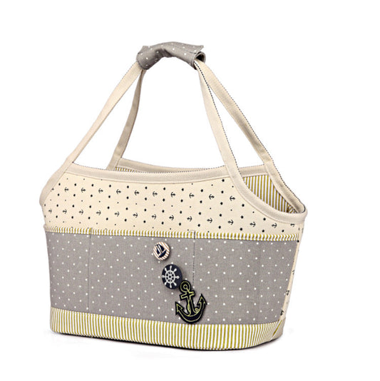 Canvas Pet Carrier Tote with Nautical Design â Breathable & Stylish - Purrfect Pet Kingdom