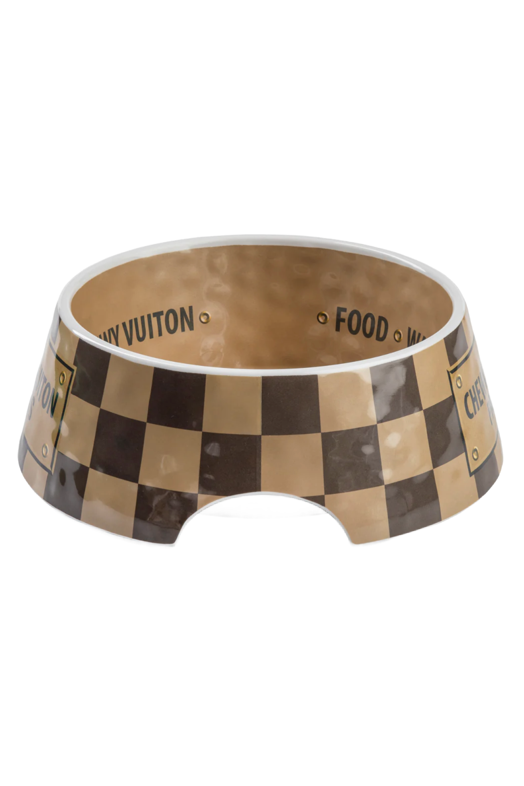 Checker Chewy Vuitton Single Bowl Large - Dog Bowls & Feeders - Shoptiques