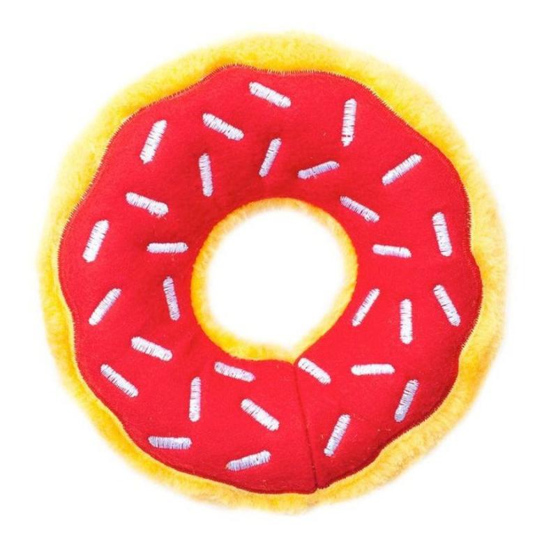 Holiday Cherry Red Donutz Sprinkles Squeaky Dog Toy