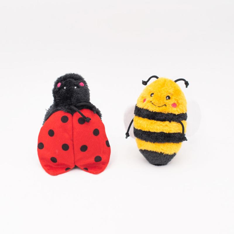 Crinkle Bee and Ladybug Dog Toys - 2pk