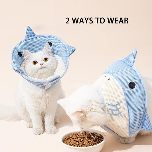 Cat Recovery Cone Neck Cute Shark Shaped Cat, Elizabeth