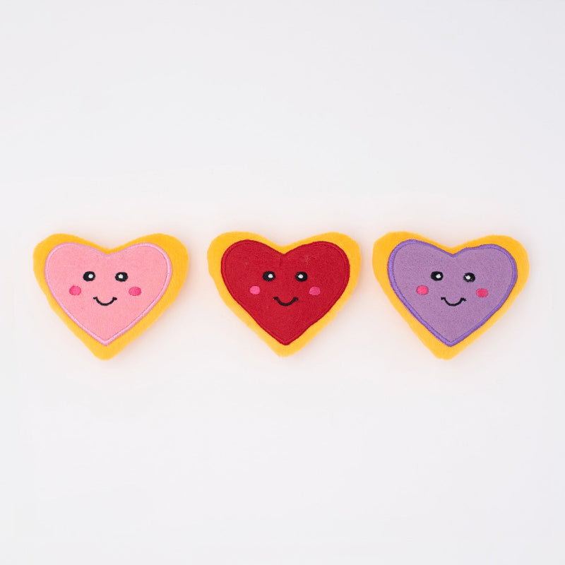 Valentine's Miniz Heart Cookies Dog Toys - 3 Pc