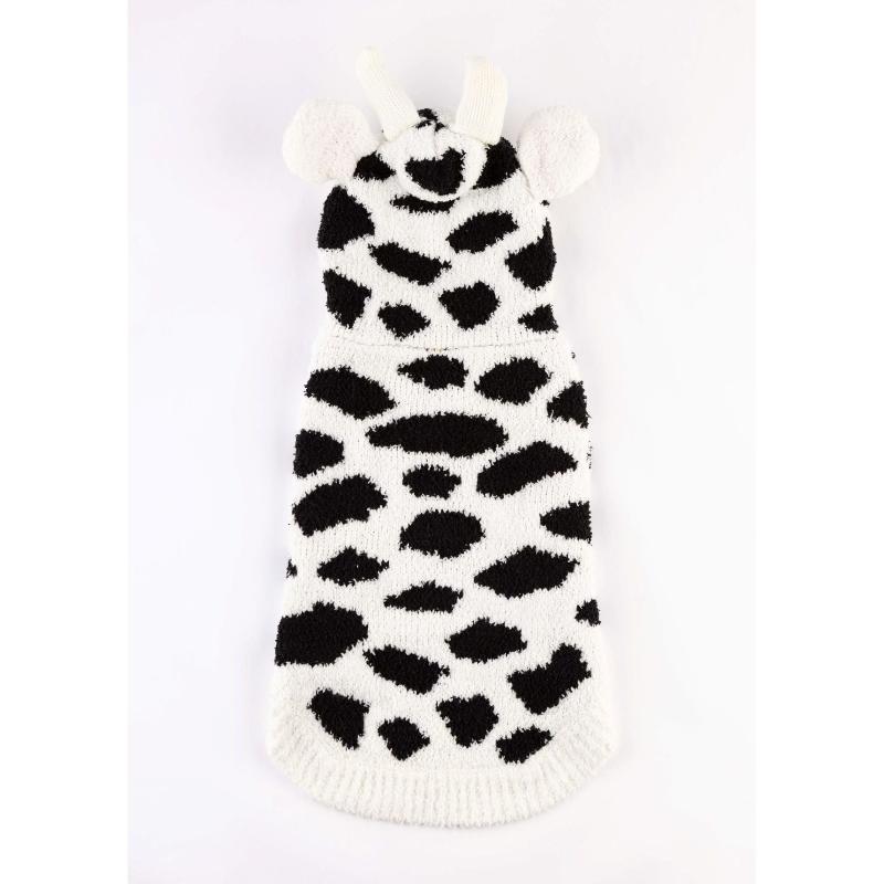 Chenille Cow Hoodie Dog Sweater
