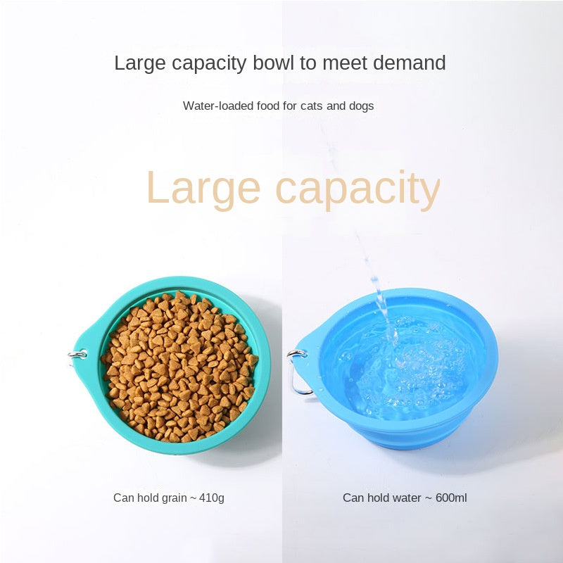 Silicone Foldable Bowl Portable Pet Bowl 600ml Cat Bowl Travel Pet Portable Dog Bowl