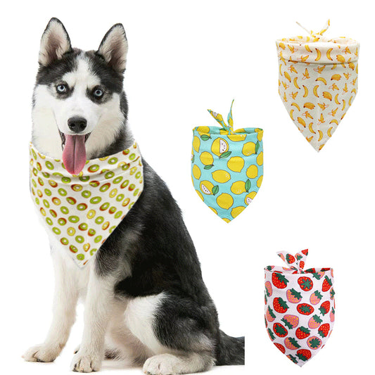 Pet Accessories Summer Pet Drool Towel Fruit Style Pet Scarf Pure Cotton Dog Triangle Scarf