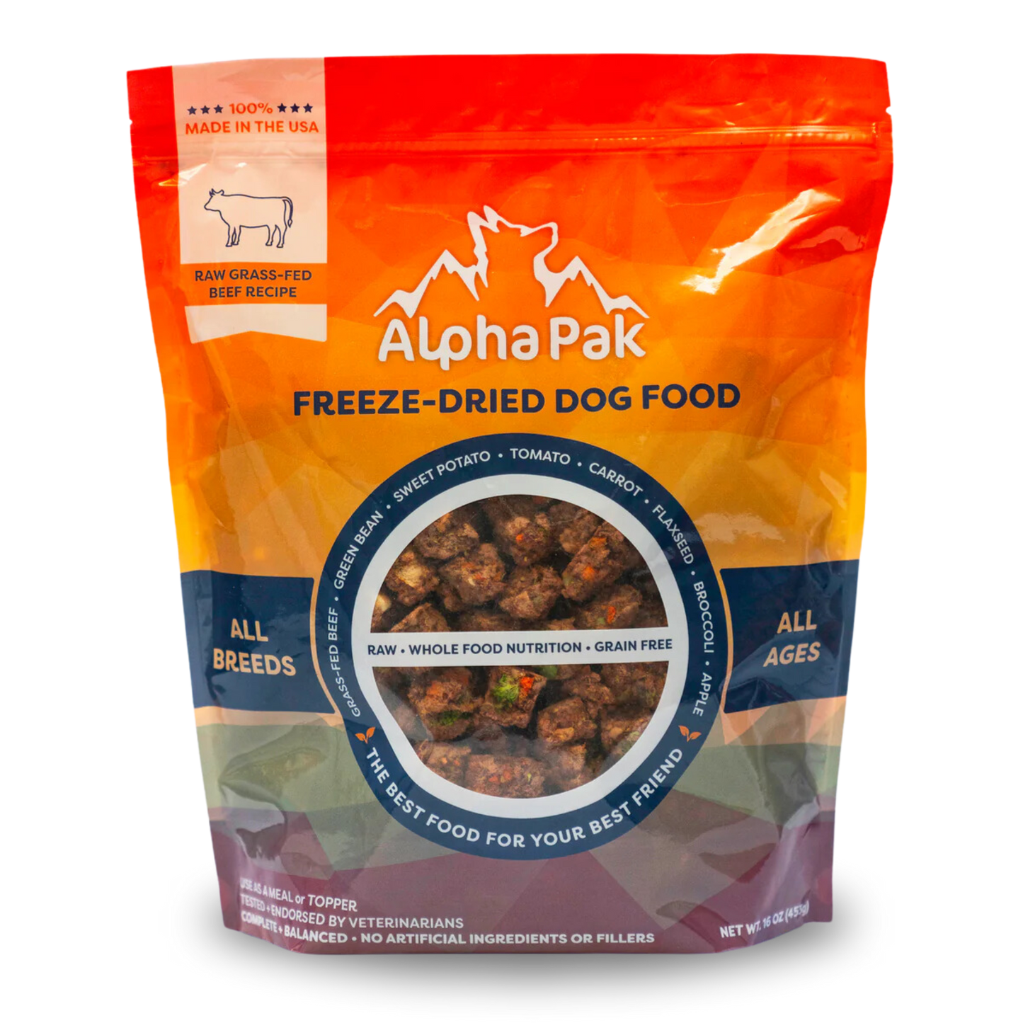 Dog Food Freeze Dried Raw Beef 16oz Premium ๐