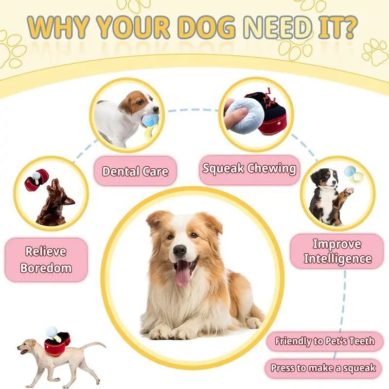 Luxury Inspired Fun Ring in Plush Red Ring Box Interactive Dog Toy
