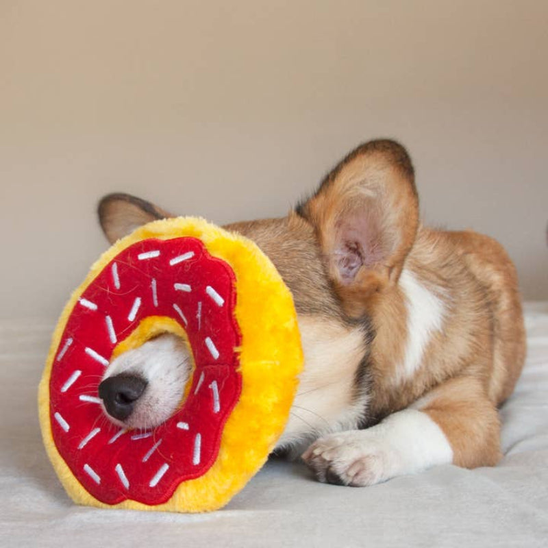 Holiday Cherry Red Donutz Sprinkles Squeaky Dog Toy