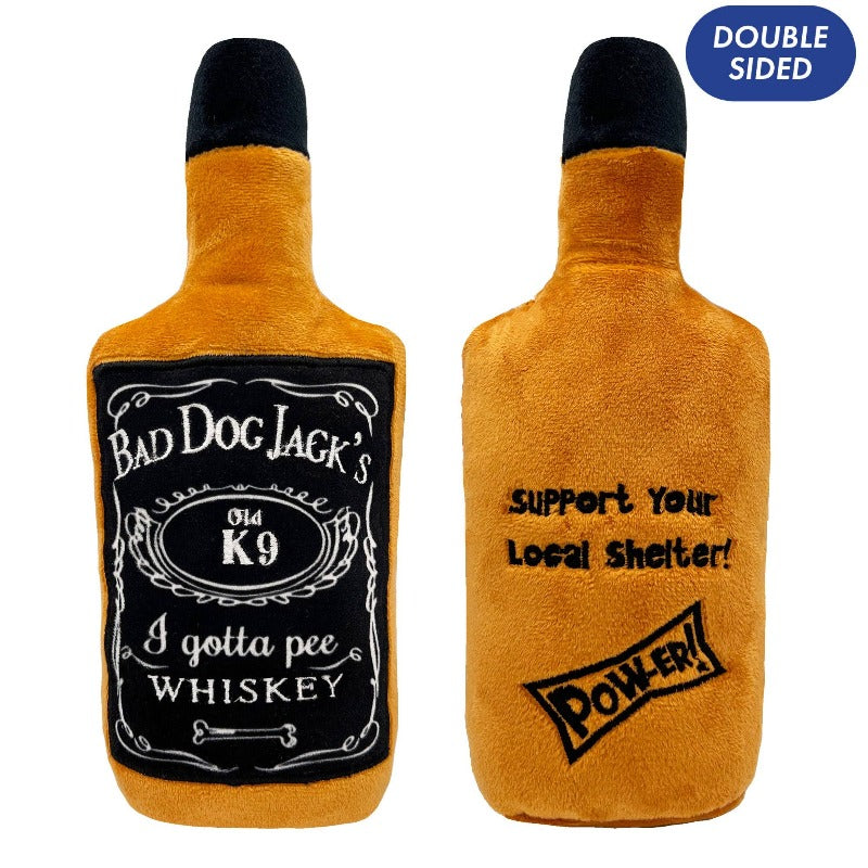 Bad Dog Jack's Bottle Squeak Plush Dog Toy - 2 Sizes