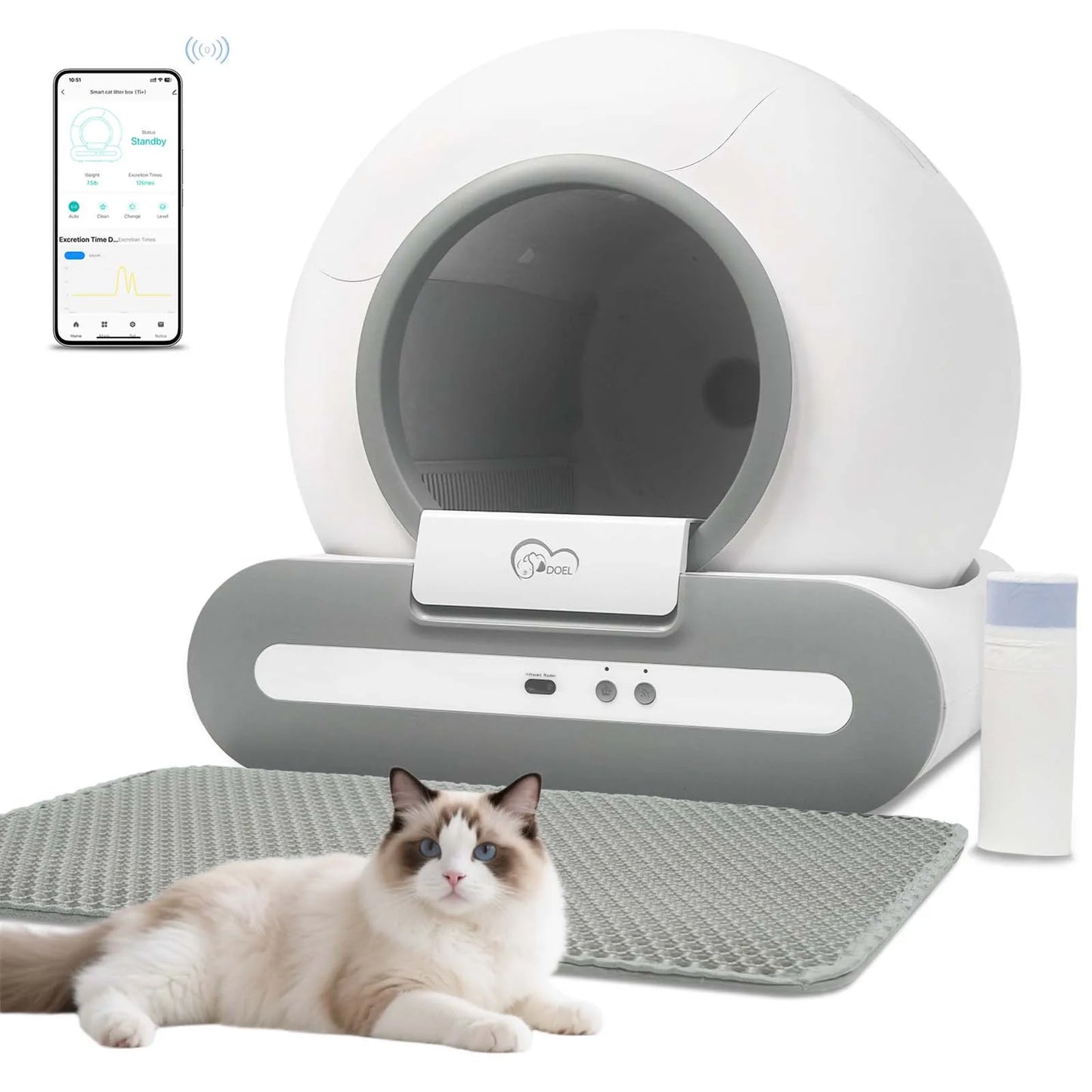 DOEL 65L Smart WiFi Cat Litter Box - App Control Complete Kit ๐ฑ