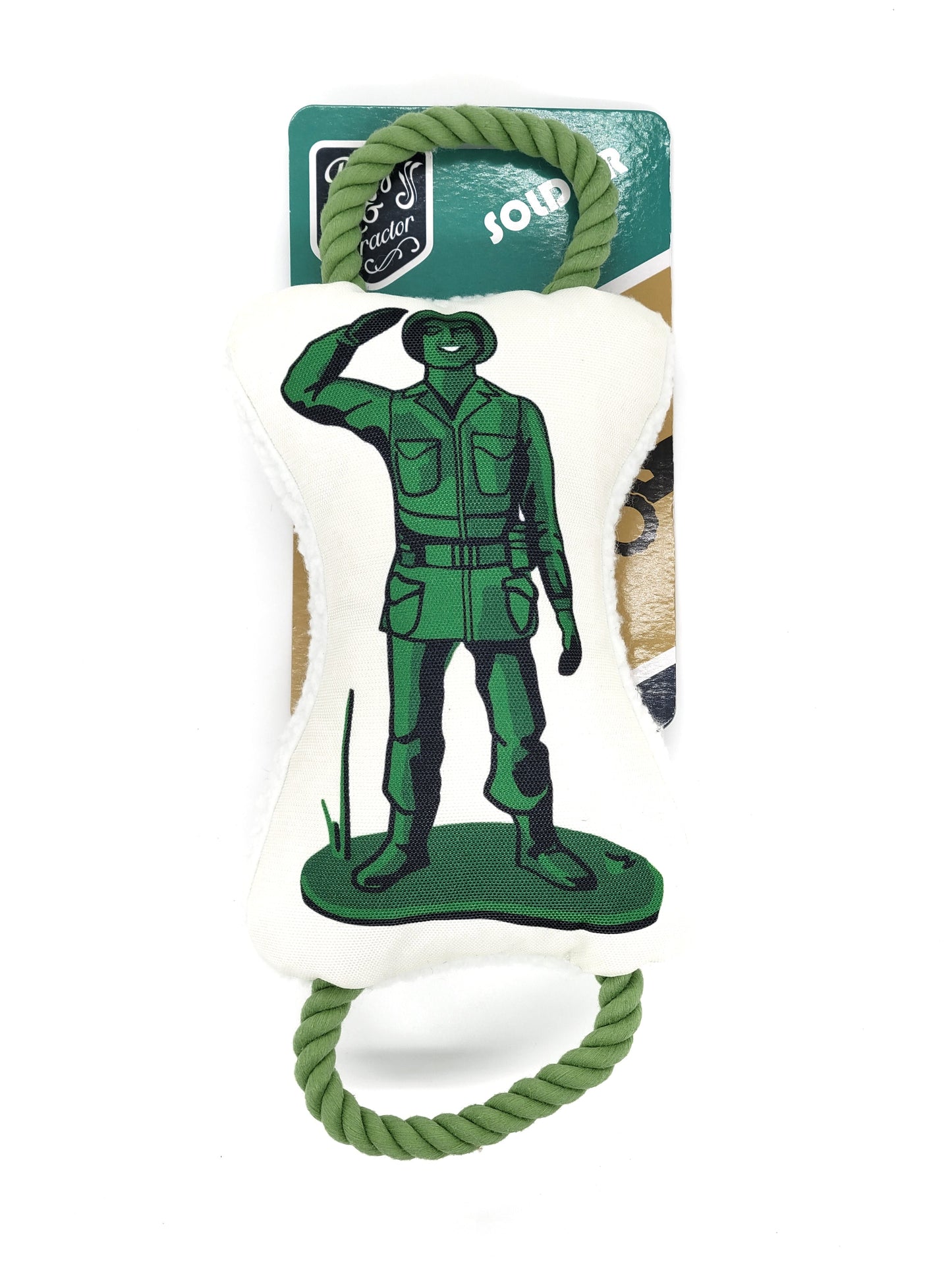 Retro Soldier Plush Dog Toy - Squeaker & Crinkle Paper Fun ๐ช
