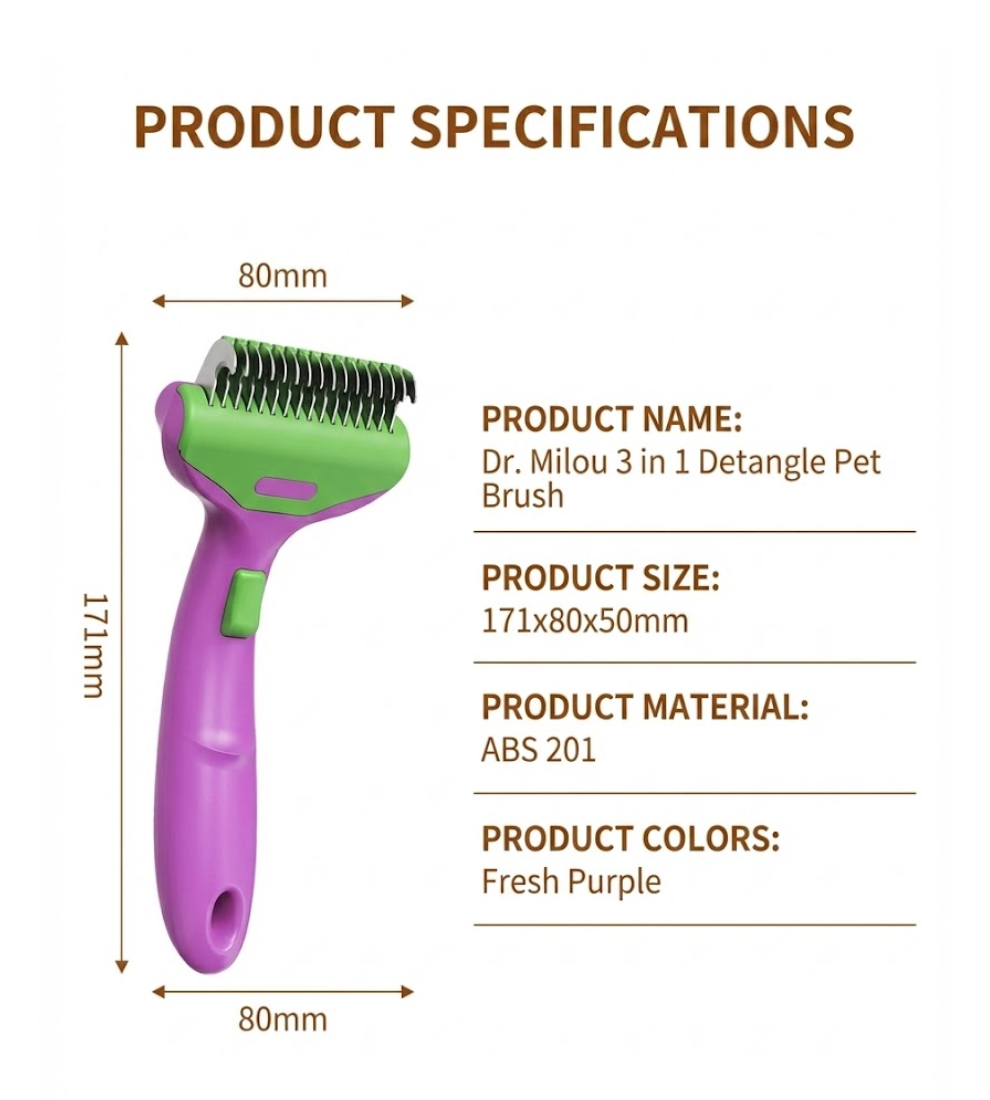 CalmCare Grooming Brush with One-Click Fur Release by Dr. Mi