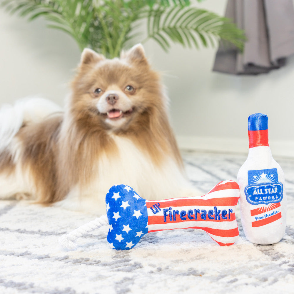 Red, White & Booze Dog Toy 2pk