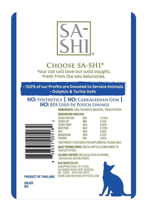 Sa - Shi Tuna & Mackerel Recipe (1.76oz) - Sa - Shi Cat Food Topper - The Family Pet